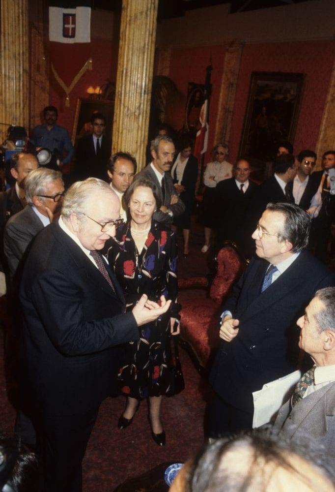 Nilde Iotti con Giovanni Spadolini e Giulio Andreotti, 1982