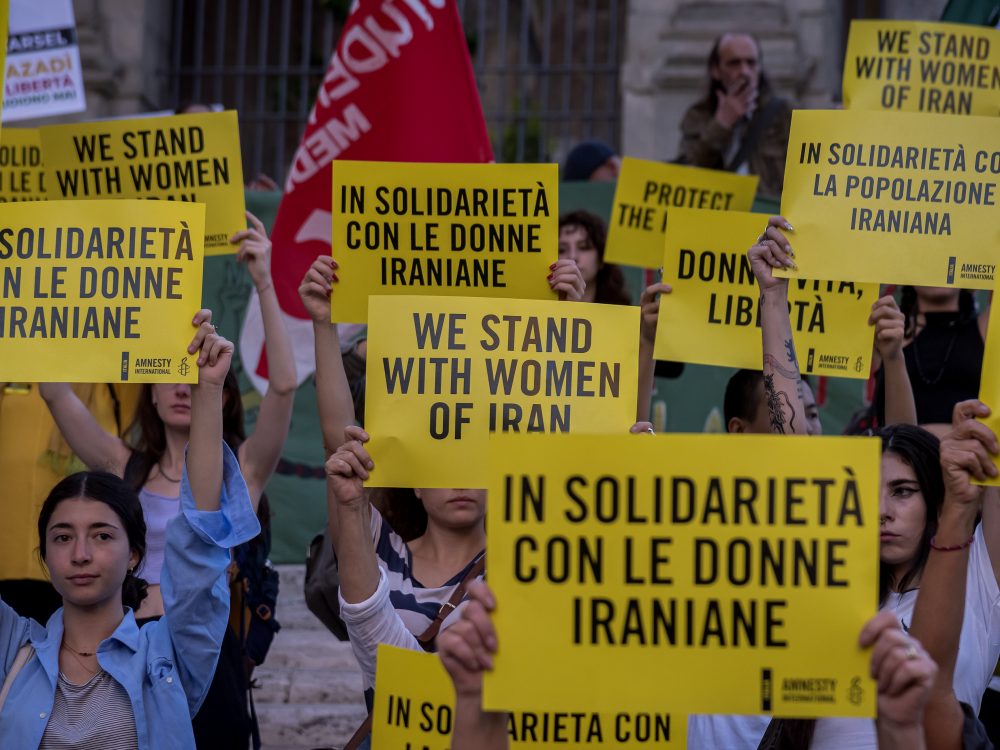 Manifestazione di solidarietà alla popolazione iraniana organizzata da Amnesty Internationl, Roma