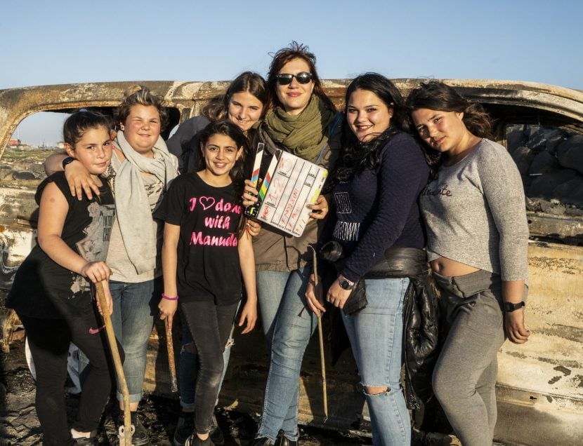 Francesca Mazzoleni sul set di Punta Sacra.