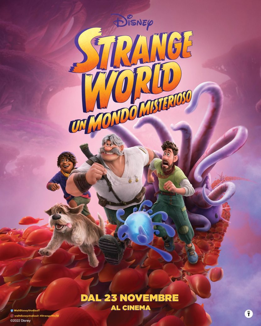 Il poster italiano del film Disney Strange World - Un mondo misterioso.