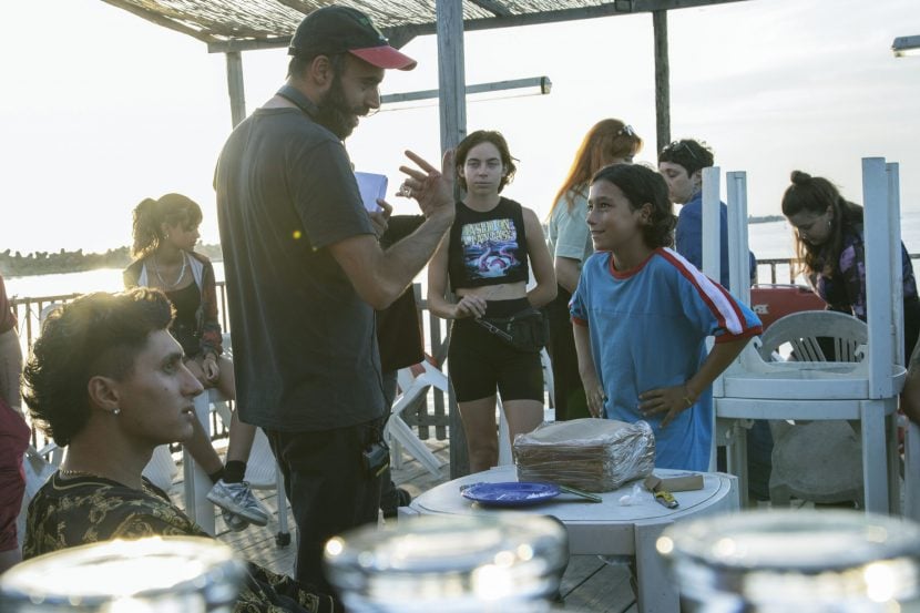 Davide Gentile e Tiziano Menichelli sul set del film Denti da squalo.