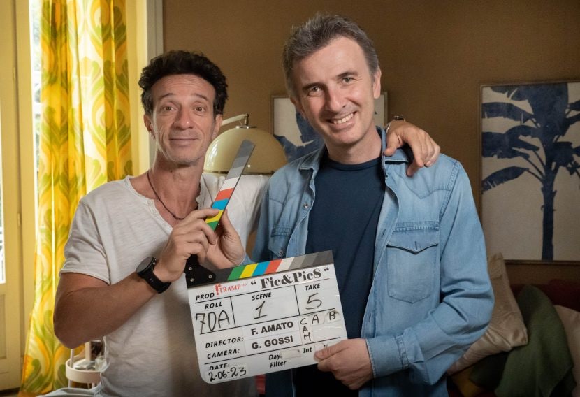 Ficarra e Picone sul set di Santocielo.