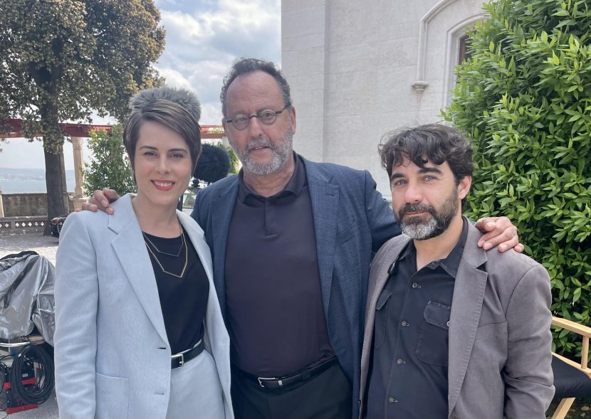 Martina Avogadri, Jean Reno e Stefano Skalkotos sul set del film Netflix Lift.