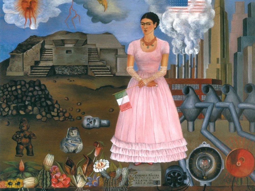 Autoritratto al confine tra Messico e Stati Uniti (Frida Kahlo, 1932).