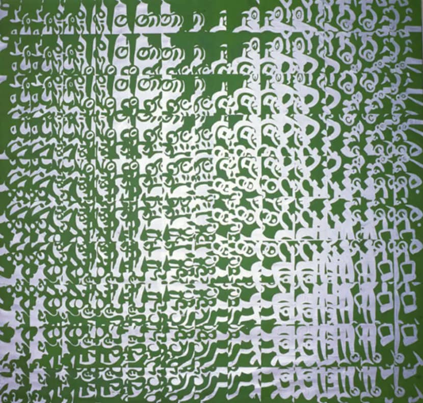 Carla Accardi, Moltiplicazione verde argento (1964; caseina su tela, 285 x 280 cm; Archivio Accard