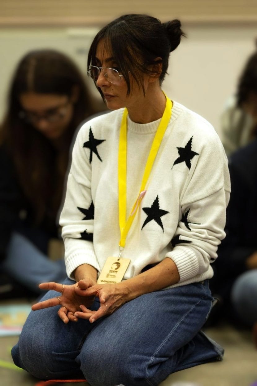 Ambra Angiolini durante il laboratorio