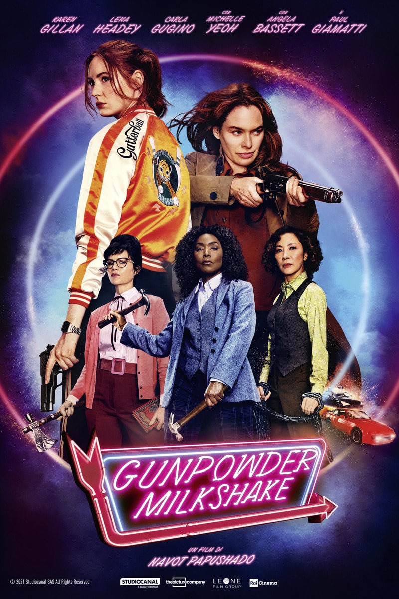 Il poster del film di Rai 4 Gunpowder Milkshake.