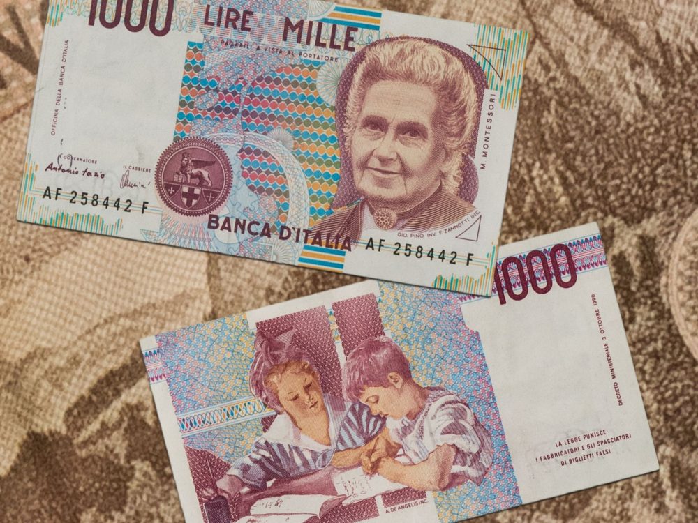 1000 lire maria montessori